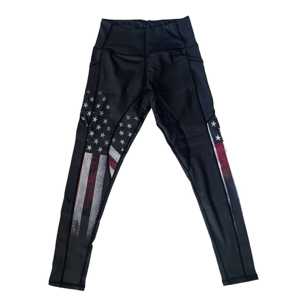 Black Leggings with American Flag Design Size (Small)